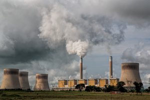 A power plants smoke stack prompts a discussion about wood's role in the climate discussion.